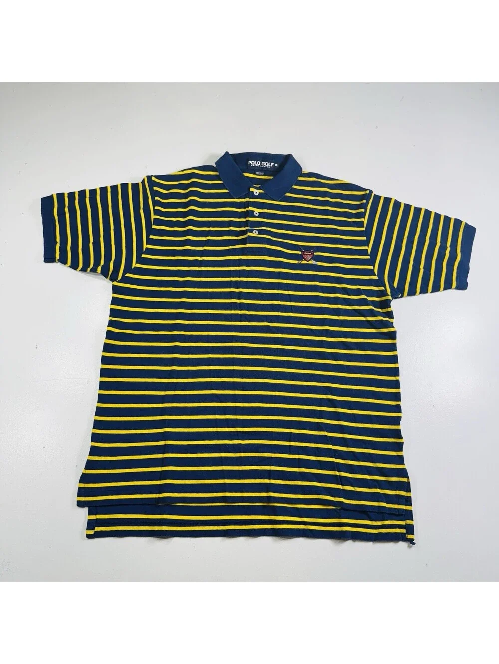 Polo Golf Ralph Lauren Golf Polo Shirt Navy Yellow Striped Men’s Size XL
